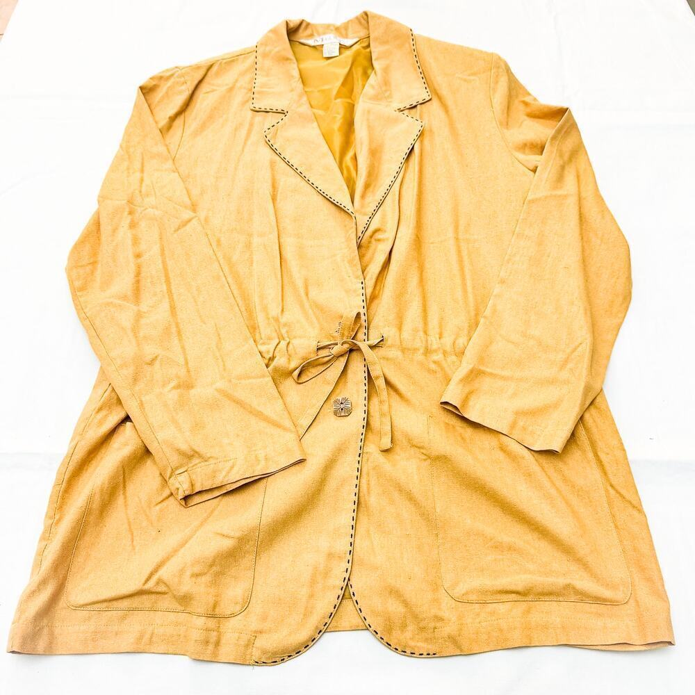Melrose 100% Silk Contrast Golden Stich 2-Button Blazer Size 14